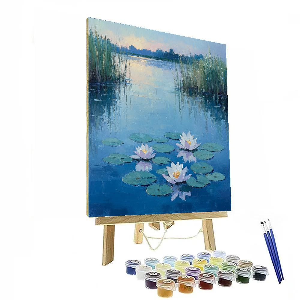 Claude Monet Inspired Morning Lily Pond Mist paint by color
