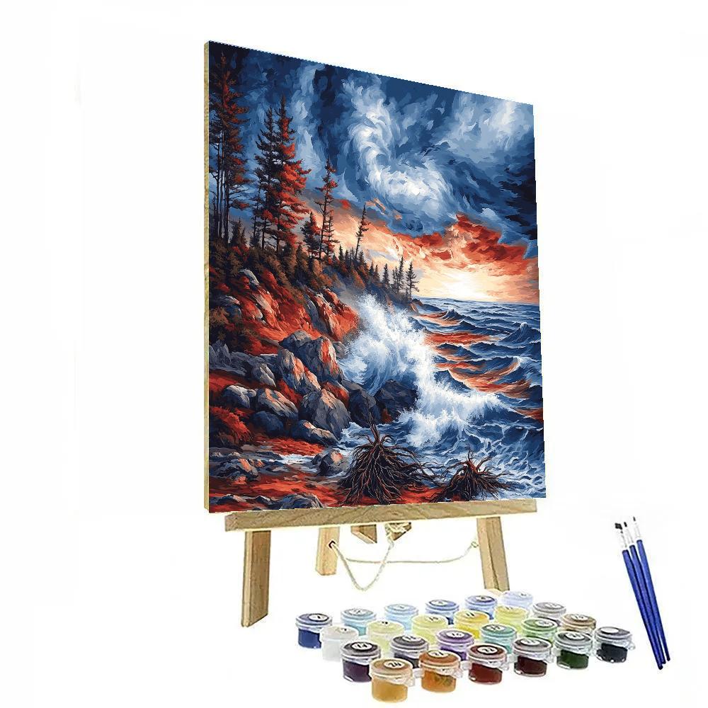 Arthur Lismer Inspired Gale Over Rocky Shorelines paint by numbers