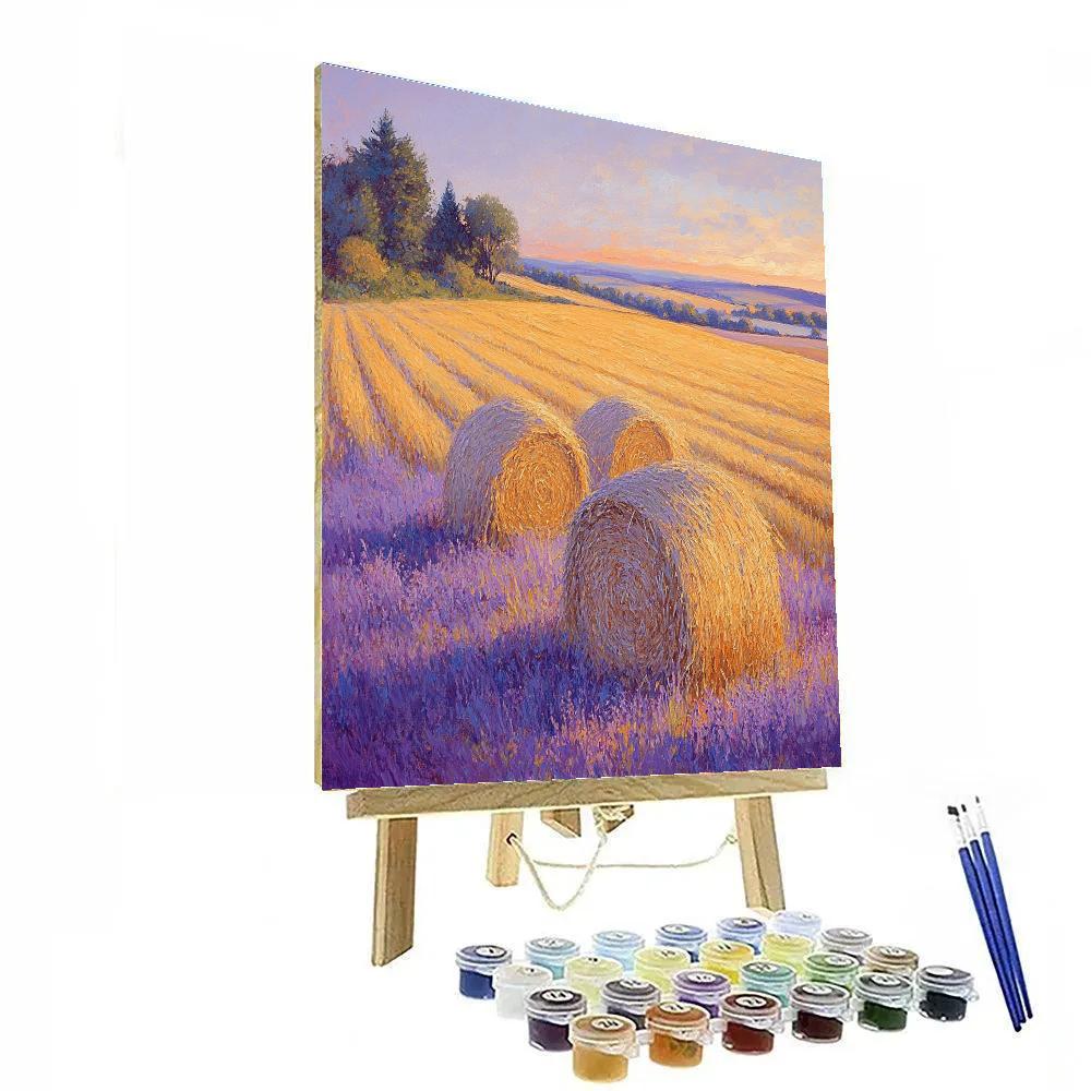 Claude Monet Inspired Lavender Haystacks At Dusk Number painting
