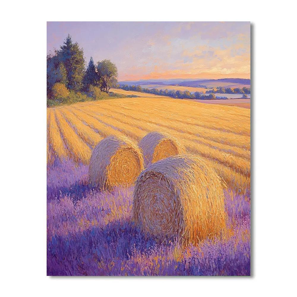 Claude Monet Inspired Lavender Haystacks At Dusk Number painting