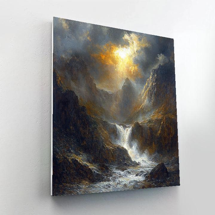 J.M.W. Turner Inspired Stormy Mountain Pass paint by numbers