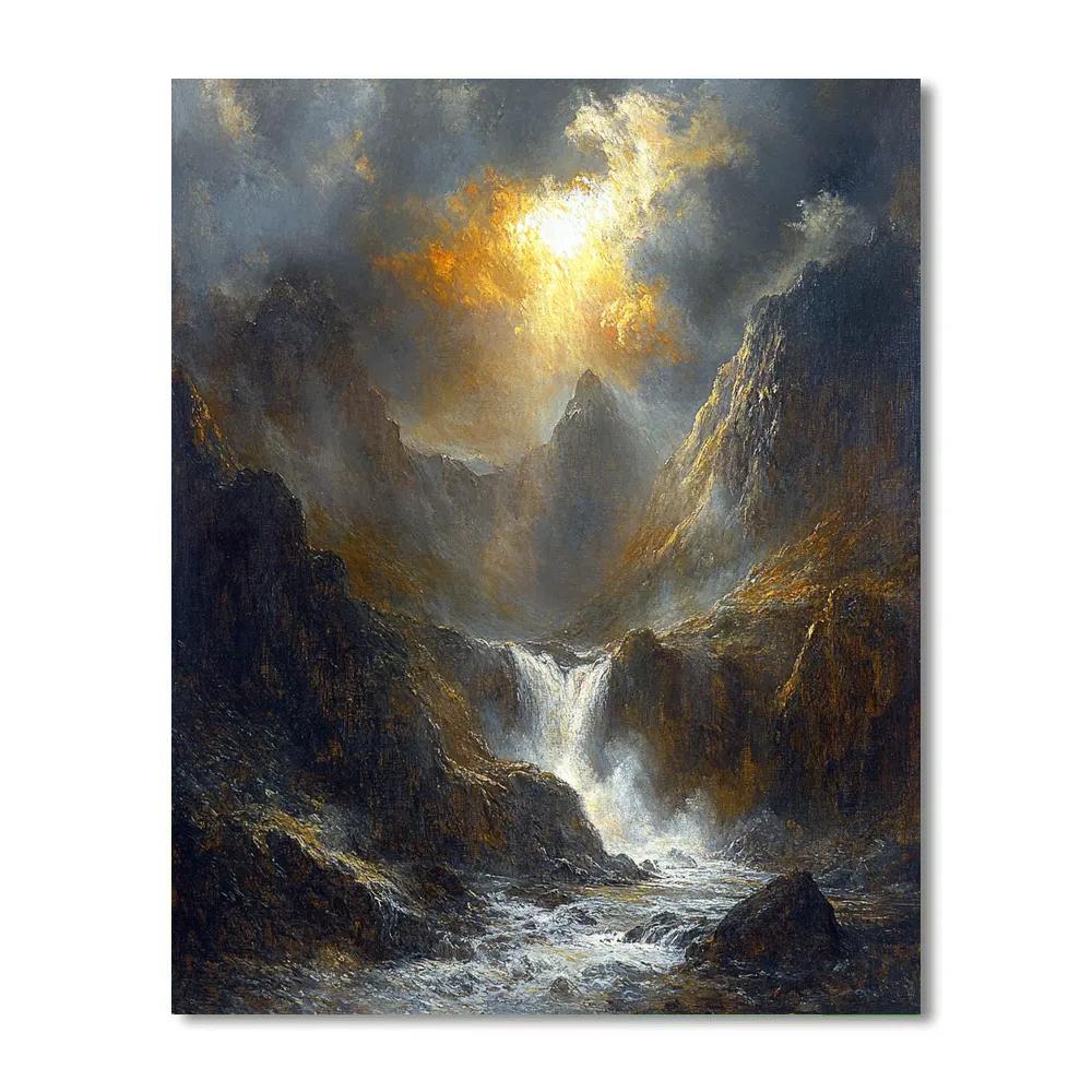 J.M.W. Turner Inspired Stormy Mountain Pass paint by numbers