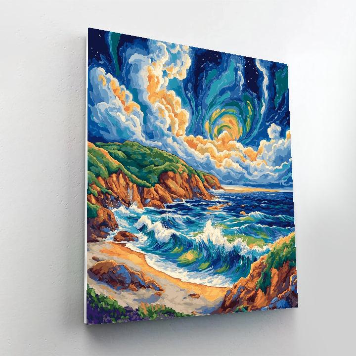Emily Carr Inspired Churning Coastal Vistas paint by color