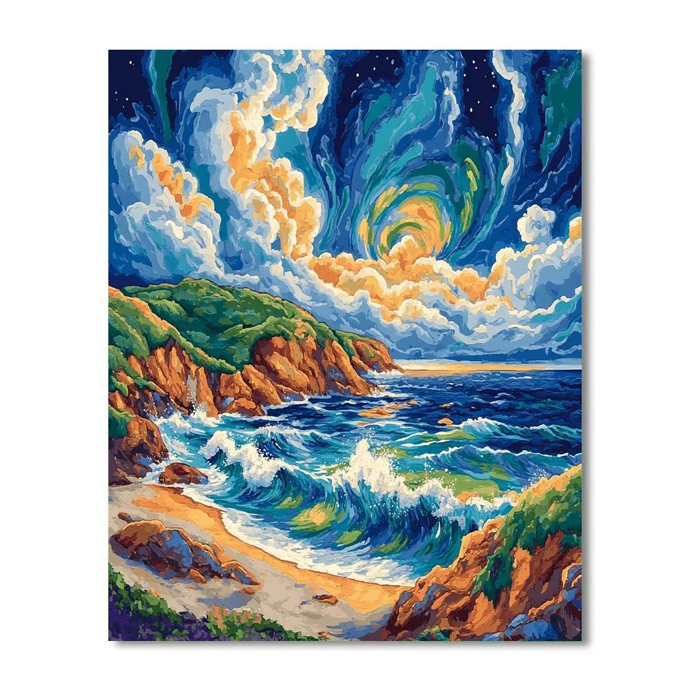 Emily Carr Inspired Churning Coastal Vistas paint by color