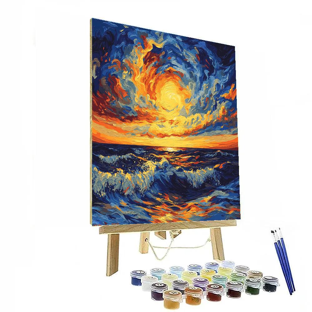 Van Gogh Inspired Vibrant Sunset At Sea Paint by numbers kits