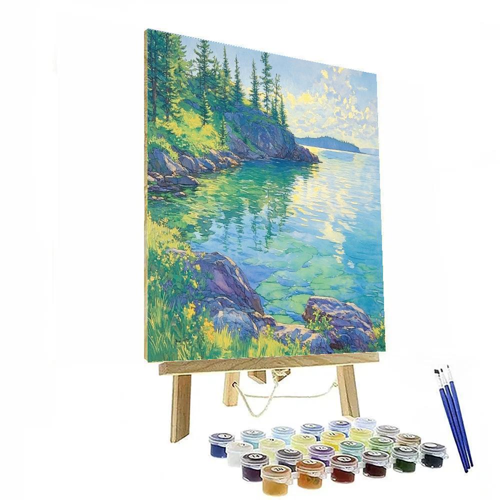 Franklin Carmichael Inspired Springtime Shoreline Glow Painting by numbers kit