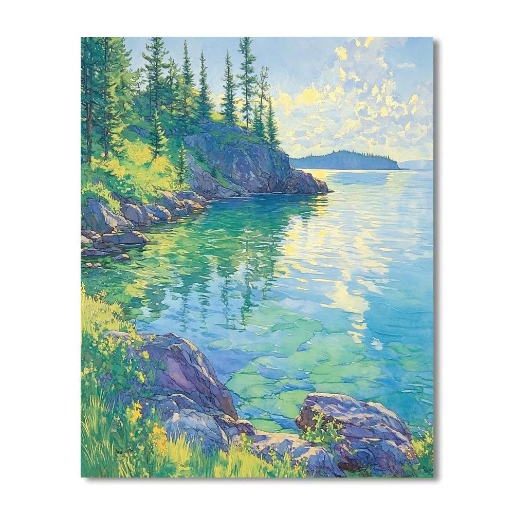 Franklin Carmichael Inspired Springtime Shoreline Glow Painting by numbers kit