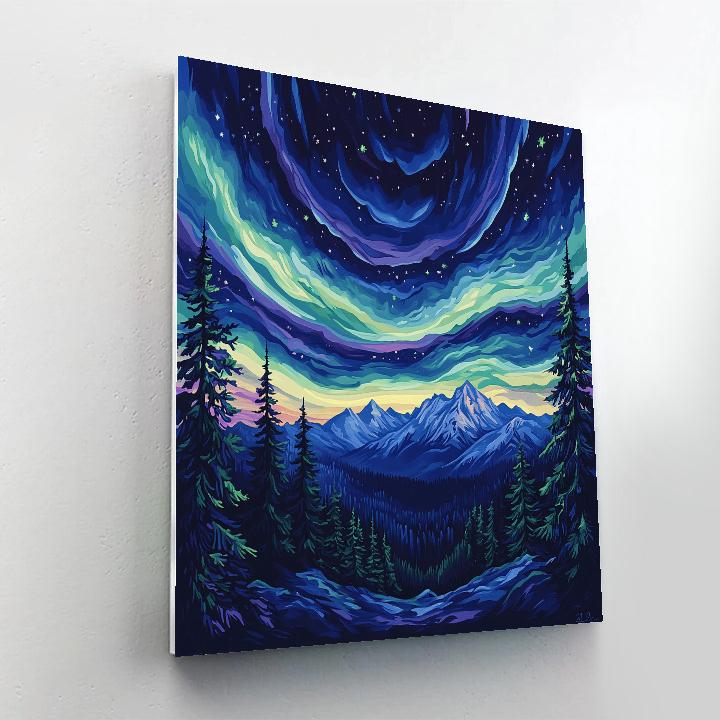 Hokusai Inspired Premium Aurora Mountain Pass Numbered painting kits