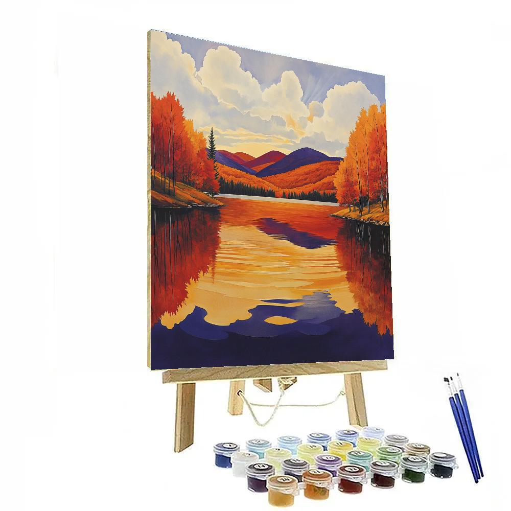 Franklin Carmichael Inspired Autumnal Lake Mirror paint by number
