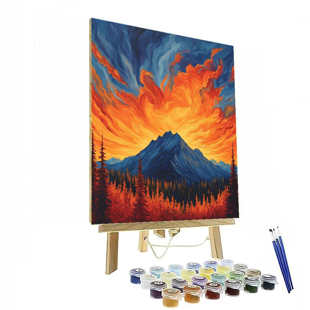 Frederick Varley Inspired Brooding Mountain Under Radiant Sky paint by color