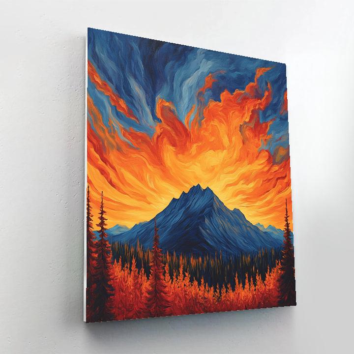 Frederick Varley Inspired Brooding Mountain Under Radiant Sky paint by color