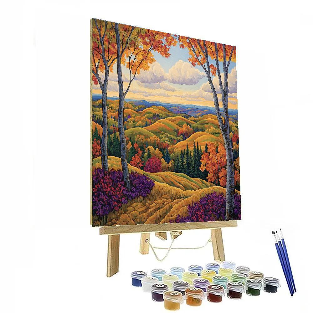 J E H MacDonald Inspired Autumn Blaze On Algoma Hills Painting by numbers kit