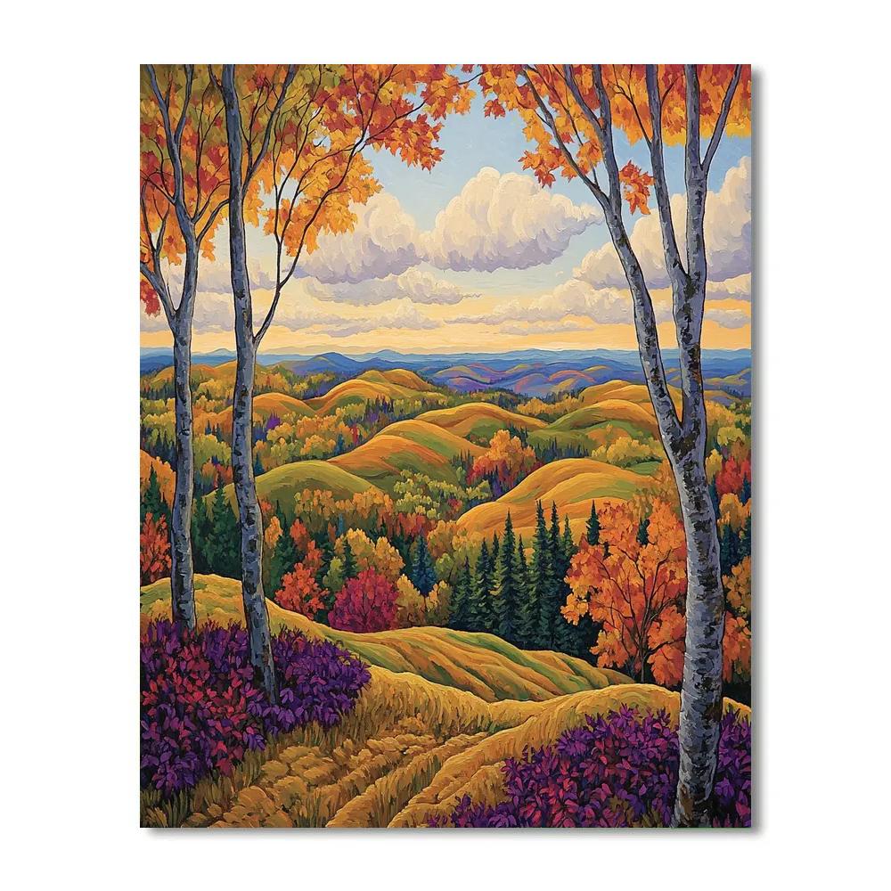 J E H MacDonald Inspired Autumn Blaze On Algoma Hills Painting by numbers kit