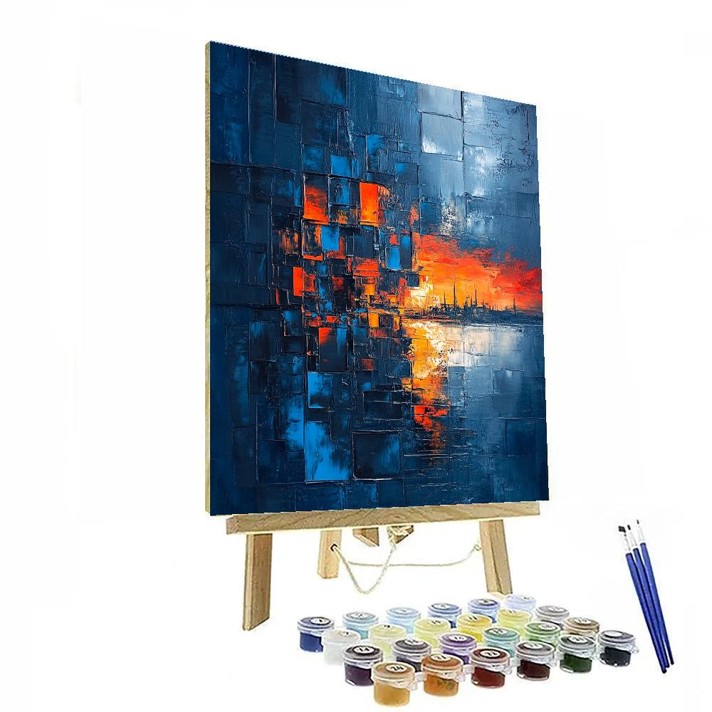 Jean-Paul Riopelle Inspired Mosaic Twilight Landscape paint by numbers