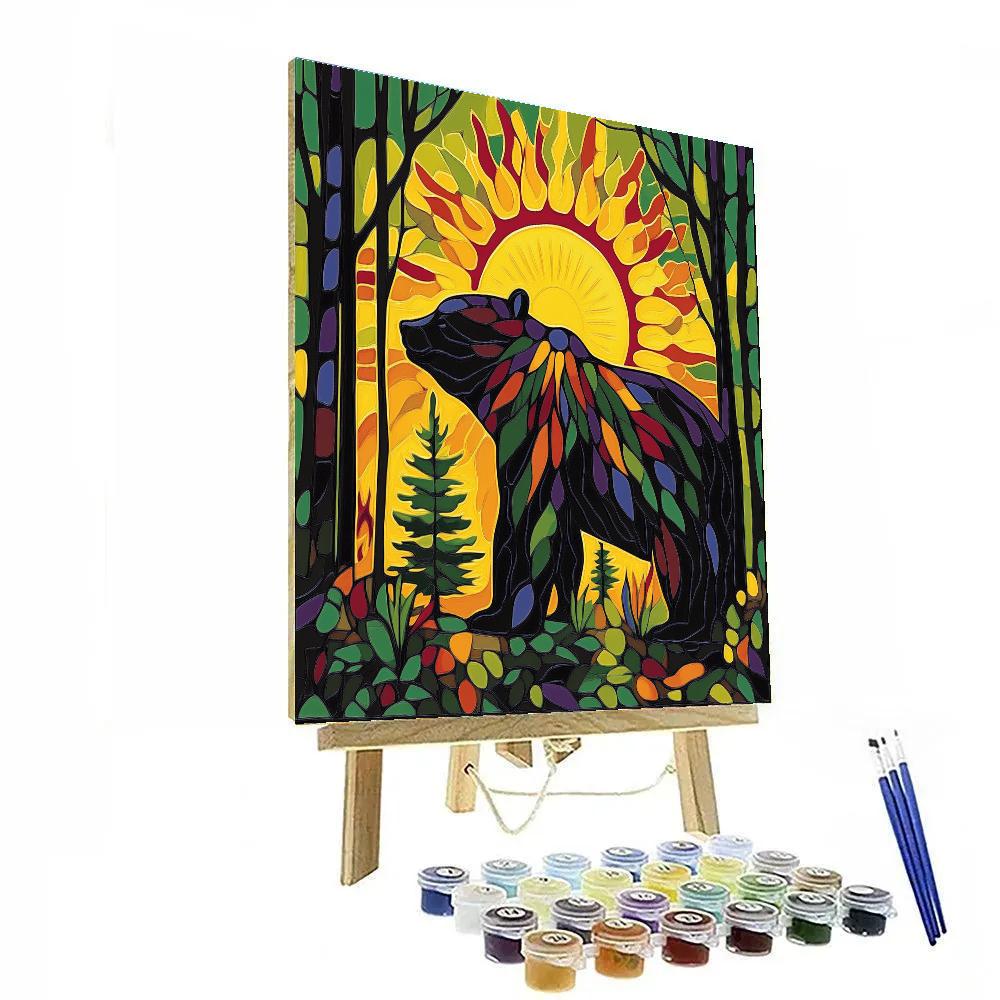 Norval Morrisseau Inspired Sun And Bear Of Forest Power Painting by numbers kit