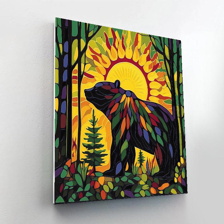 Norval Morrisseau Inspired Sun And Bear Of Forest Power Painting by numbers kit