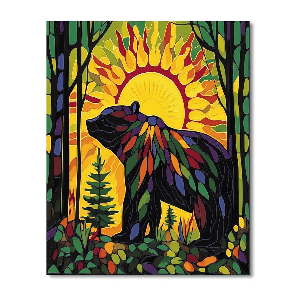 Norval Morrisseau Inspired Sun And Bear Of Forest Power Painting by numbers kit