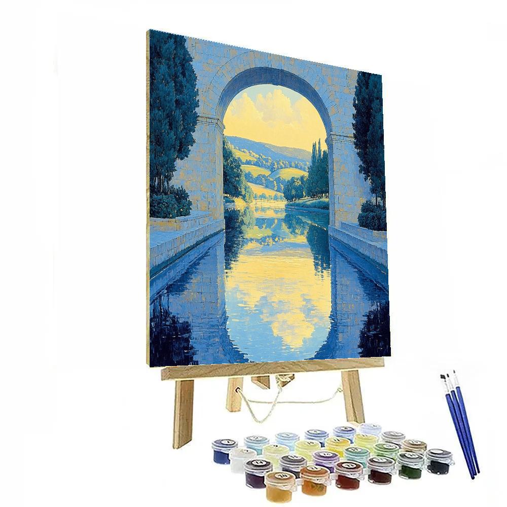 Raphael Inspired Classical Archway Over Gentle River Painting by numbers kit