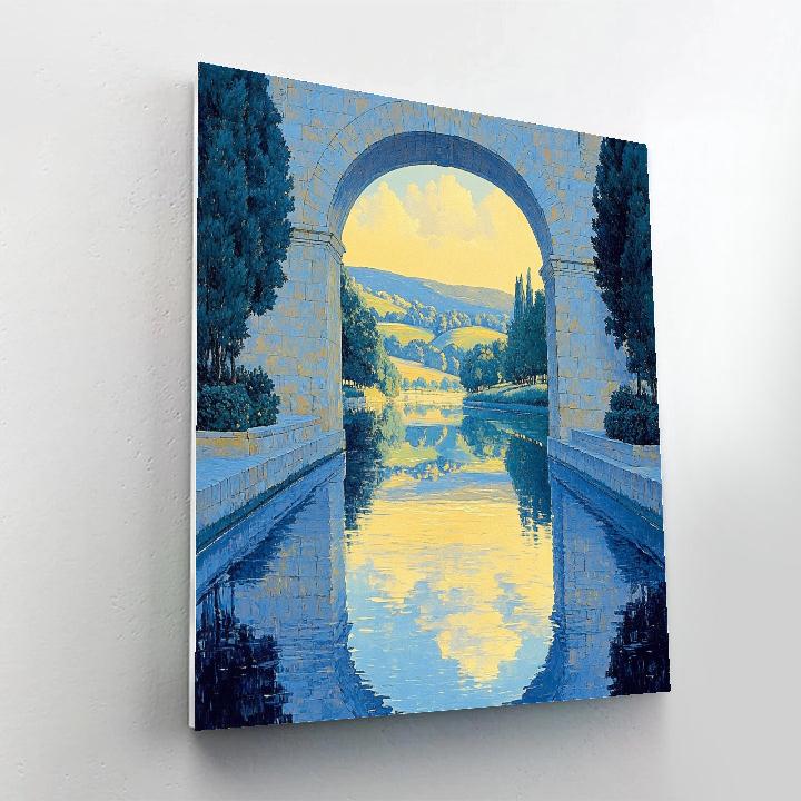 Raphael Inspired Classical Archway Over Gentle River Painting by numbers kit