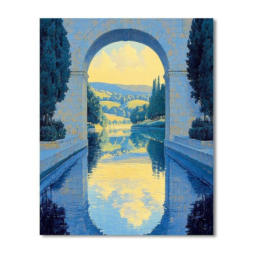 Raphael Inspired Classical Archway Over Gentle River Painting by numbers kit
