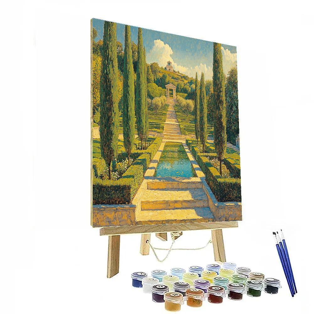 Raphael Inspired Terraced Garden With Distant Temple Number painting