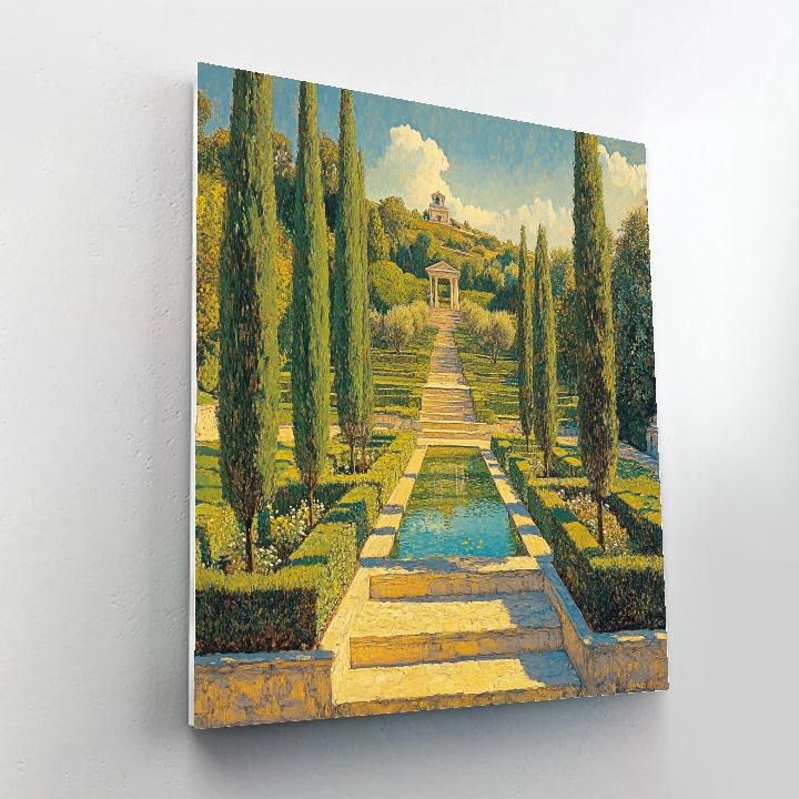 Raphael Inspired Terraced Garden With Distant Temple Number painting