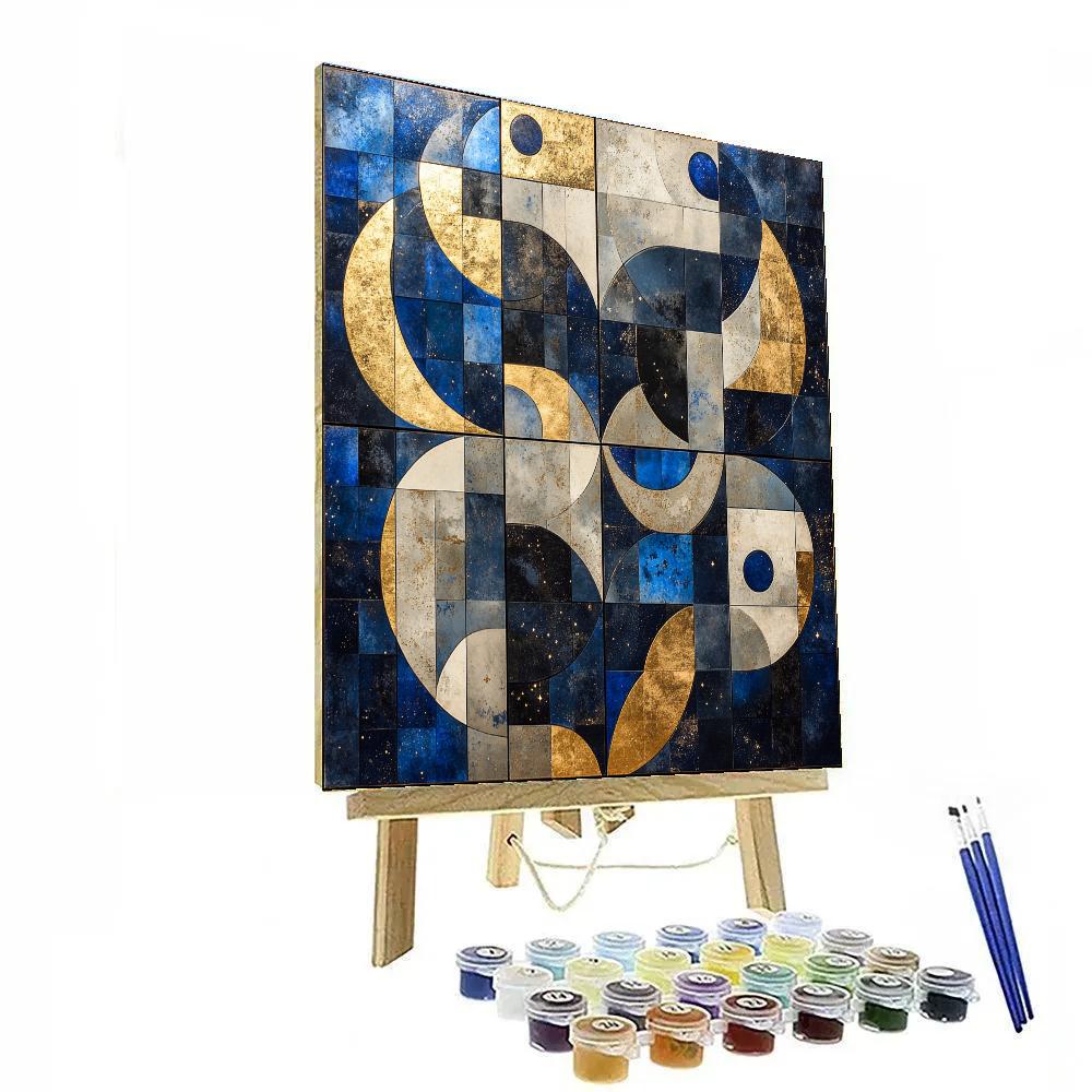 Gustav Klimt Inspired Eternal Cosmic Mosaic Number painting
