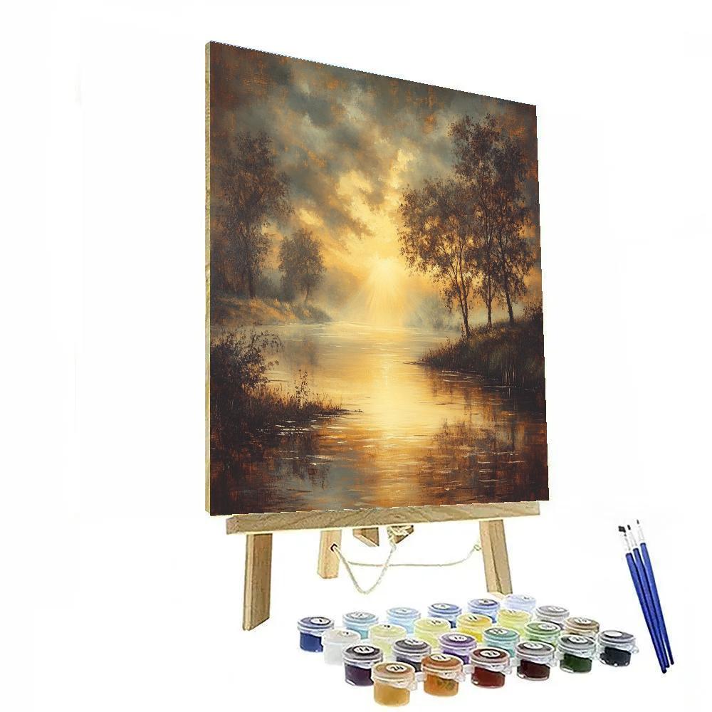 Rembrandt Inspired Golden River Illuminated At Dawn Painting by numbers kit