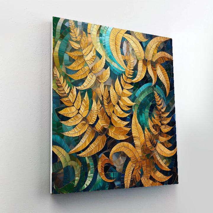 Gustav Klimt Inspired Golden Fern Mosaic DIY paint by numbers