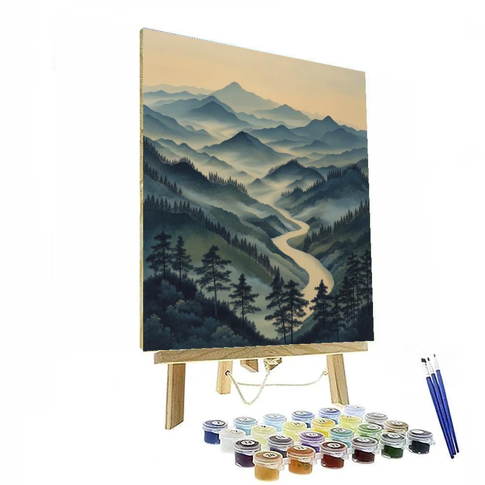 Zhao Mengfu Inspired Tranquil River And Cloud Veils Paint by numbers kits