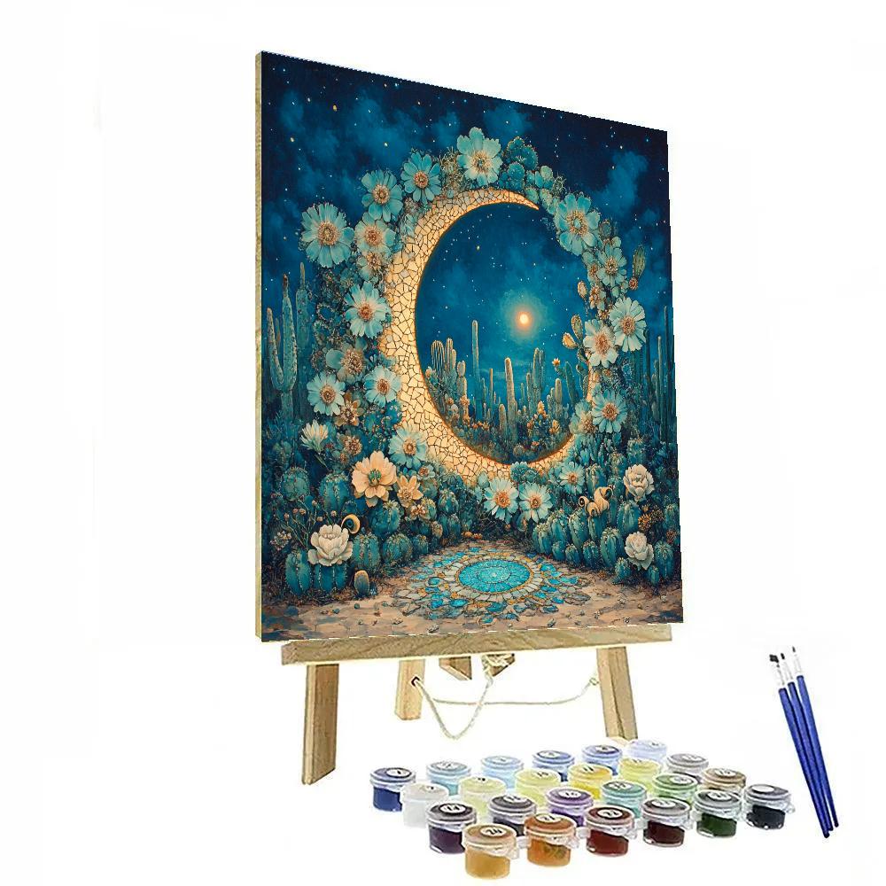 Frida Kahlo Inspired Moonlit Cactus Lament Paint by numbers art