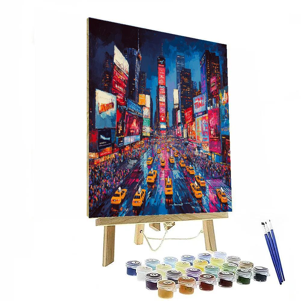 Times Square Night Crossing New York City United States painting number kit
