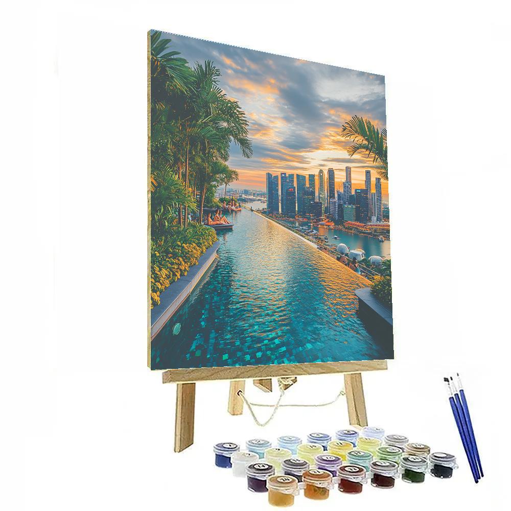Panorama Of Rooftop Gardens At Marina Bay Sands Singapore Numbered painting kits