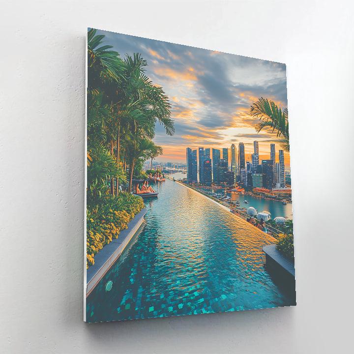 Panorama Of Rooftop Gardens At Marina Bay Sands Singapore Numbered painting kits