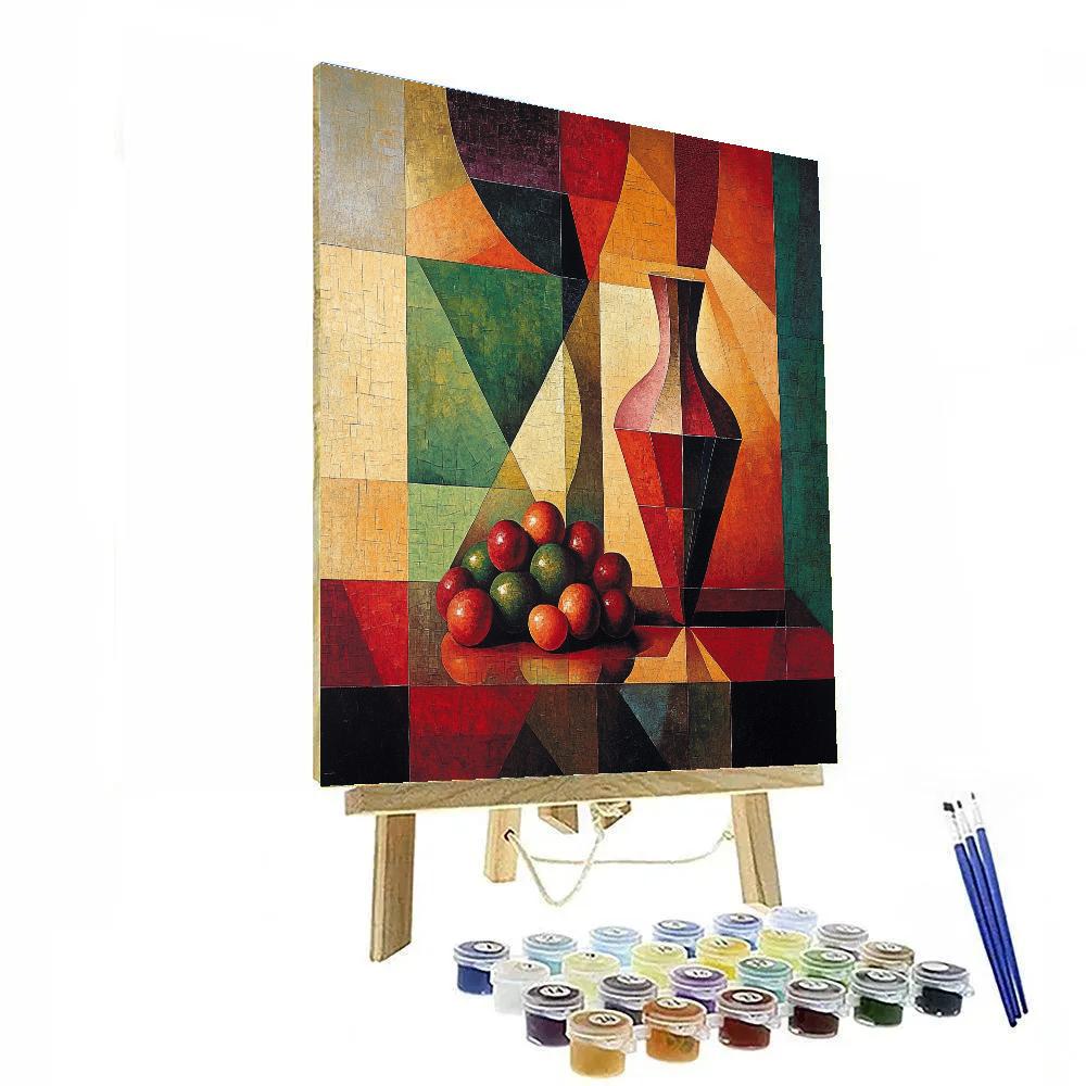 Pablo Picasso Inspired Fractured Ceramic Vase Still Life paint by color