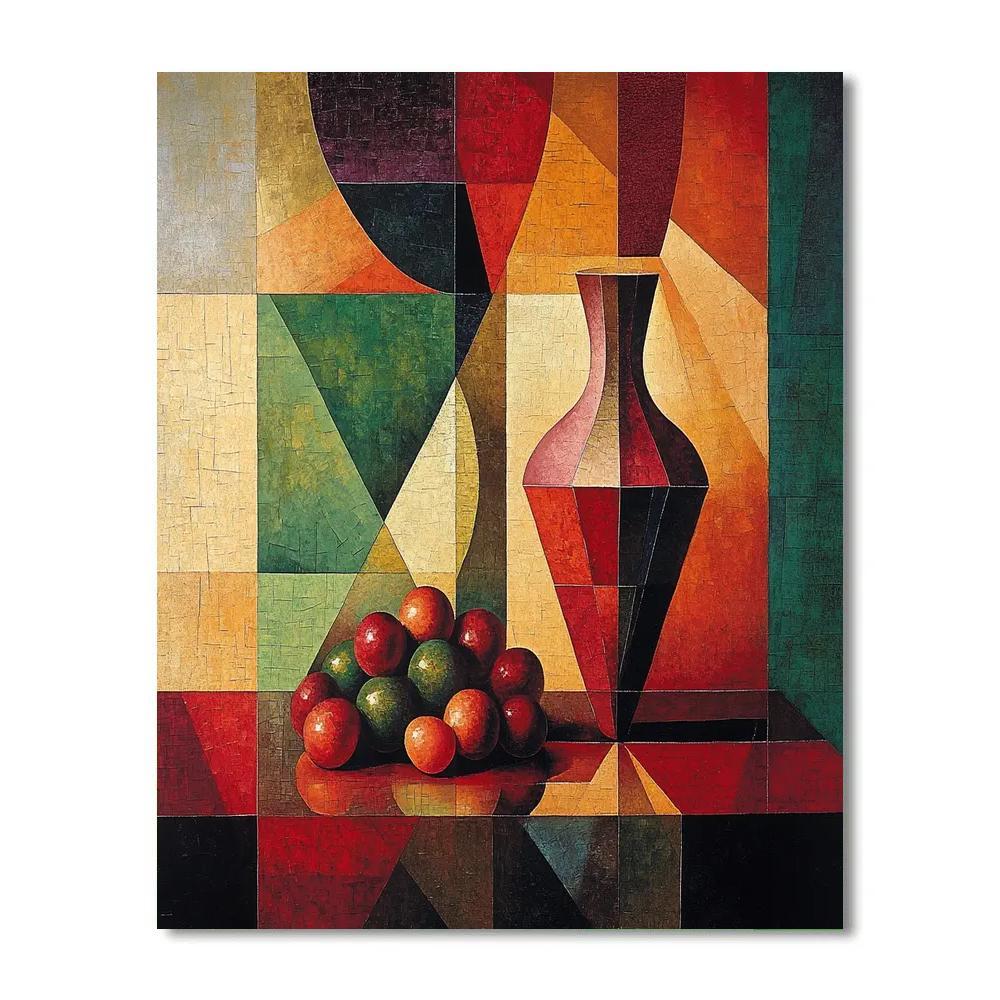 Pablo Picasso Inspired Fractured Ceramic Vase Still Life paint by color