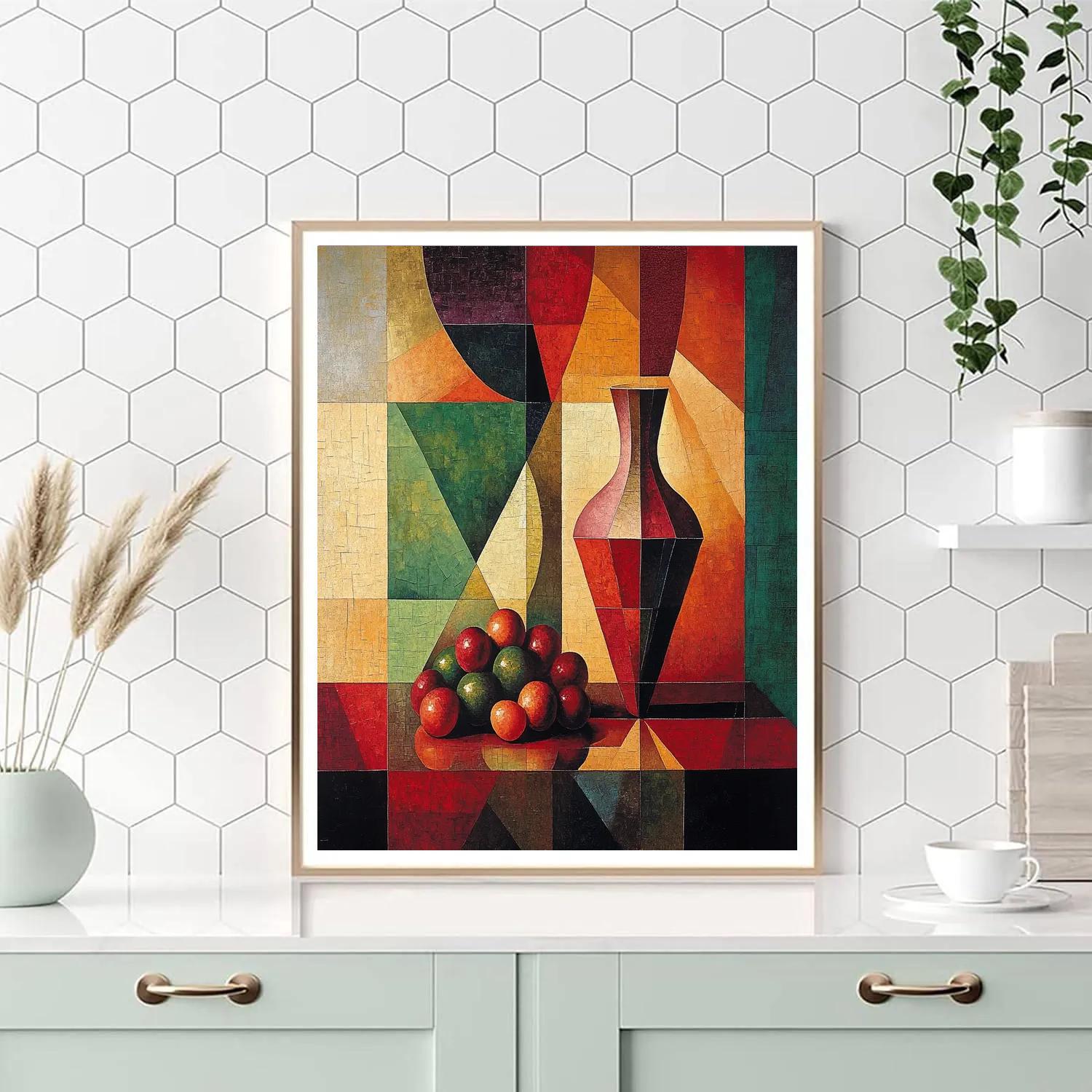 Pablo Picasso Inspired Fractured Ceramic Vase Still Life paint by color