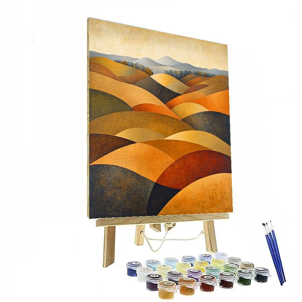 Pablo Picasso Inspired Fragmented Cubist Landscape In Ochre Hues paint by color