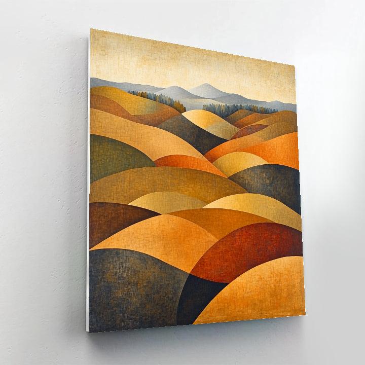 Pablo Picasso Inspired Fragmented Cubist Landscape In Ochre Hues paint by color