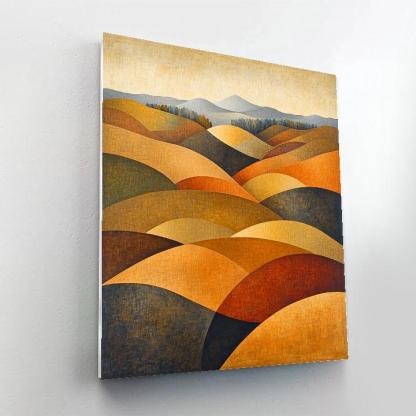 Pablo Picasso Inspired Fragmented Cubist Landscape In Ochre Hues paint by color