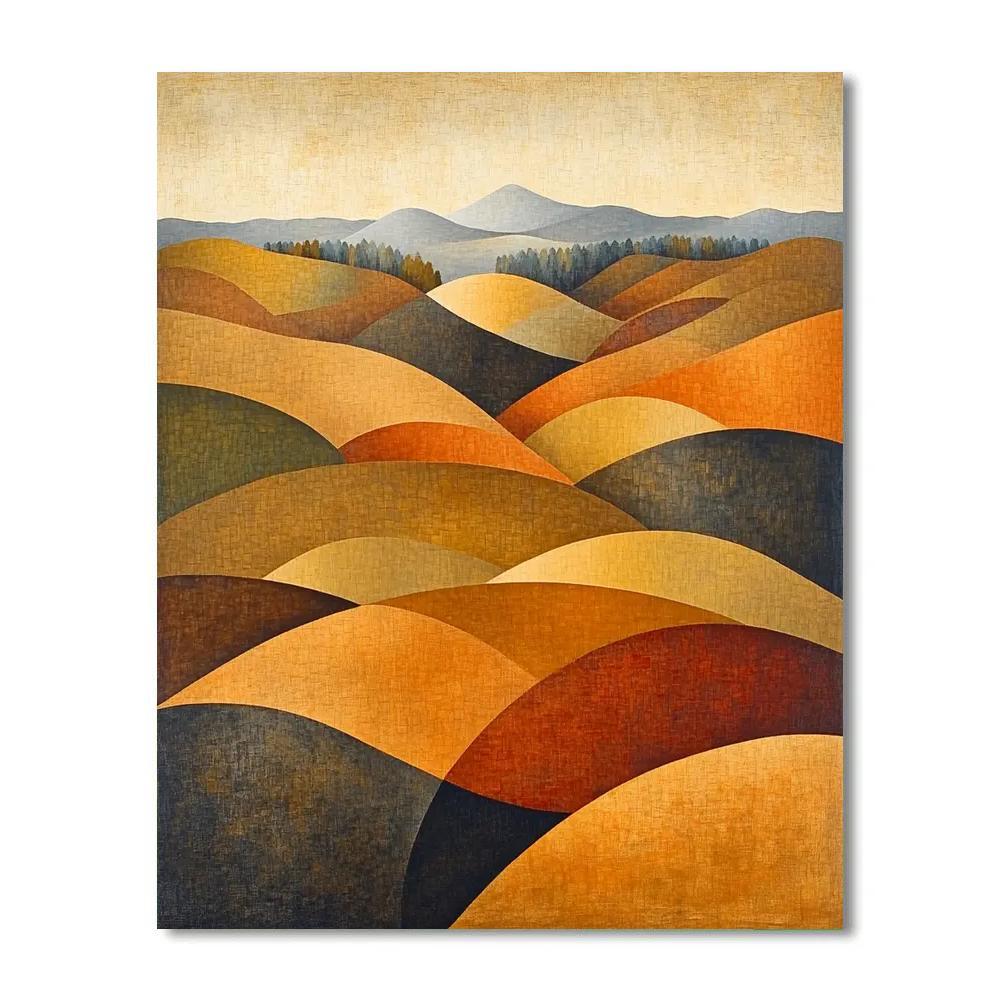 Pablo Picasso Inspired Fragmented Cubist Landscape In Ochre Hues paint by color