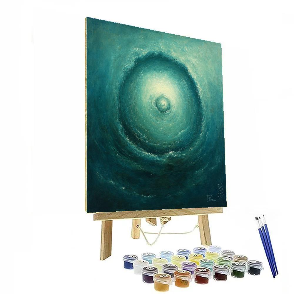 Leonardo Da Vinci Inspired Oceanic Whirlpool Map Paint by numbers art