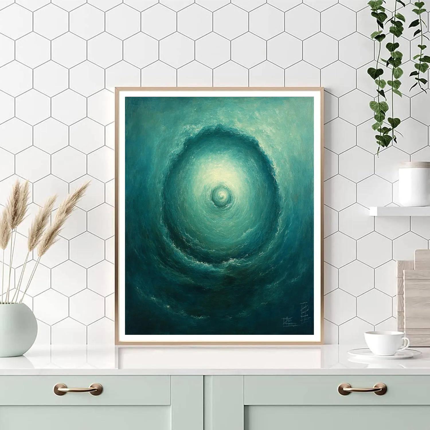 Leonardo Da Vinci Inspired Oceanic Whirlpool Map Paint by numbers art
