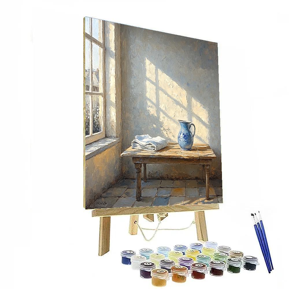 Johannes Vermeer Inspired Sunlit Window Table paint by number