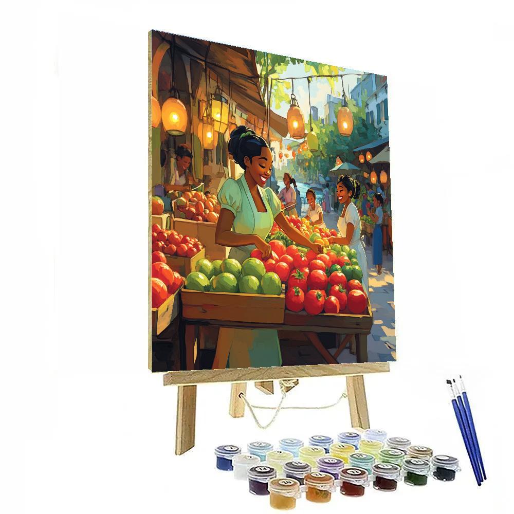 Tiana Market Morning Melody paint by numbers