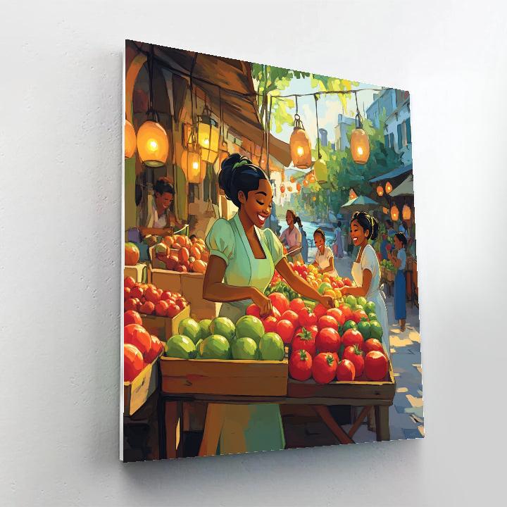 Tiana Market Morning Melody paint by numbers
