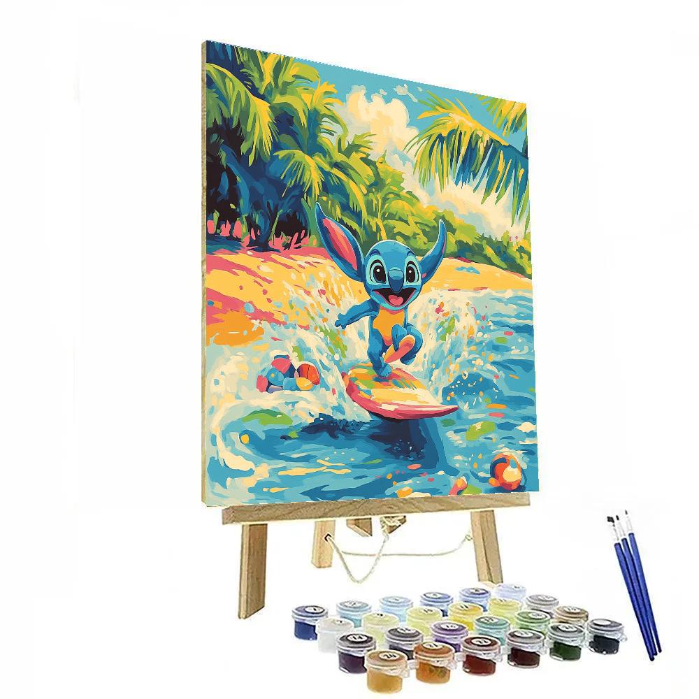Stitch Tropical Surf Play paint by color