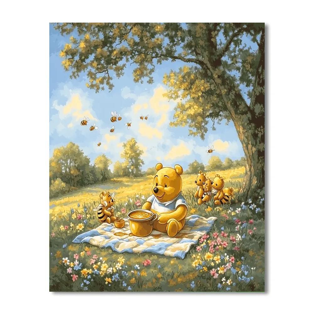 Winnie The Pooh Honey Meadow Picnic paint by numbers