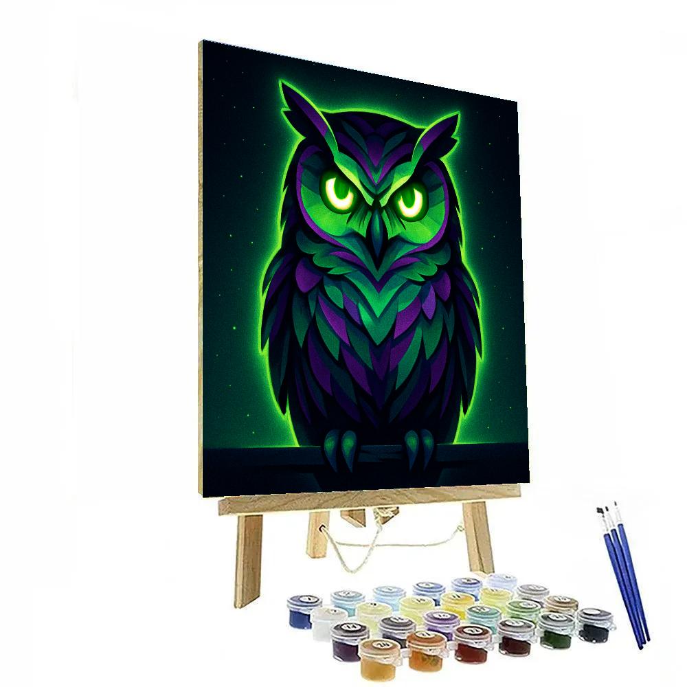 Midnight Neon Owl Numbered painting kits