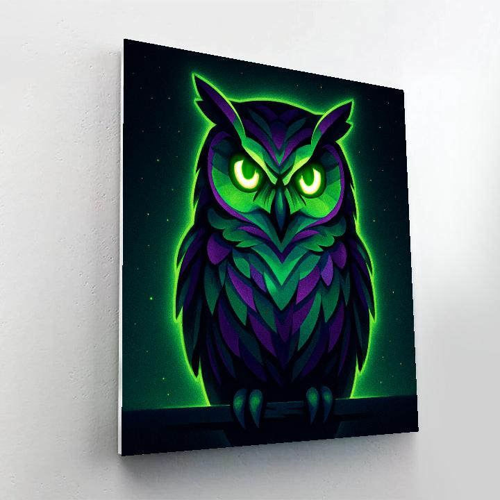 Midnight Neon Owl Numbered painting kits
